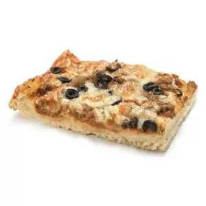 Pizza de atún y aceitunas negras
